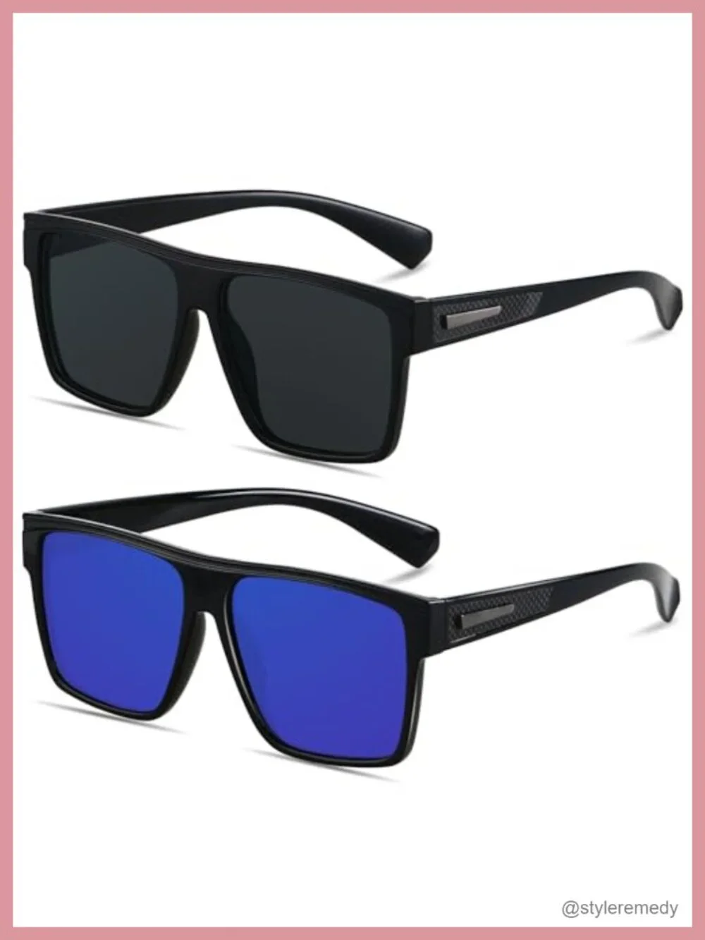 Square Polarized Sunglasses UV Protection Oversized Flat Top Shades Driving